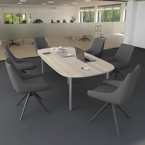 Core Pole Leg Barrel Shaped Meeting Table